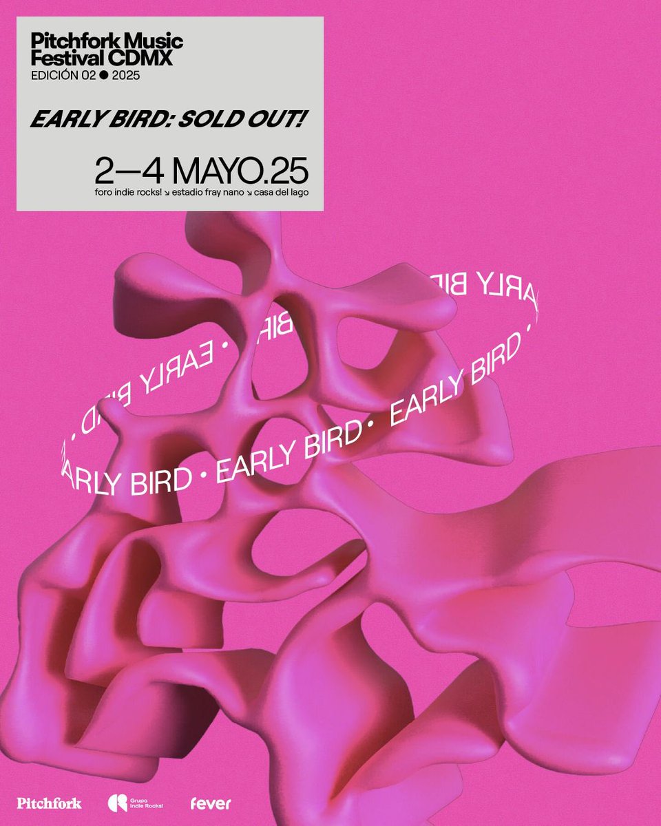 🎶 PITCHFORK MUSIC FESTIVAL CDMX 2025 🔥

¡La fase Early Bird ya es SOLD OUT! 🚀🔥 Presentado por Grupo Indie Rocks!, el festival regresa del 2 al 4 de mayo con lo mejor de la música de vanguardia. 🎸🎤 Aunque el lineup aún es secreto, ¡se viene algo épico! 🎶💥