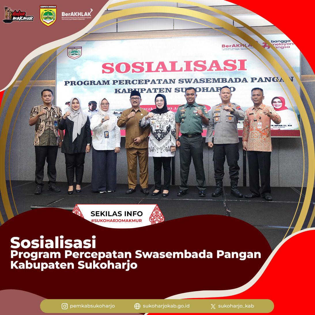 sukoharjo_kab's tweet photo. Dulur Makmur,

Pemkab Sukoharjo melalui Dinas Pertanian dan Perikanan mengadakan Sosialisasi Program Percepatan Swasembada Pangan yang diselenggarakan di Hotel Solia Zigna Surakarta, Kamis (30/1/2025).
. https://t.co/tobGmJdUwU