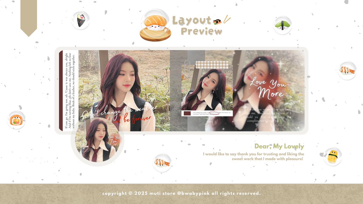 bwabypink's tweet image. — help repost pls?

hai! ᐢ..ᐢ muti bawa layout gaeul, sullyoon, minju, dan isa ready stock loh ♡ harganya 7.OOO /ea aja 🍥🥢 . . . yuk jajan 😋☝🏻 don't forget mention me after dm 𝗼𝗢𝗼𝗞𝗶𝗲 ¡! ❞

t. #zonauang