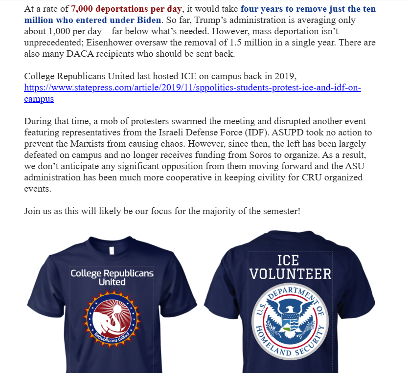 brahmresnik's tweet image. &apos;Come report your illegal classmates&apos;: One of the college Republican orgs at @ASU setting up table for snitches Friday on campus. ICE would/should tell you that students covered by DACA are lawfully present in the United States.