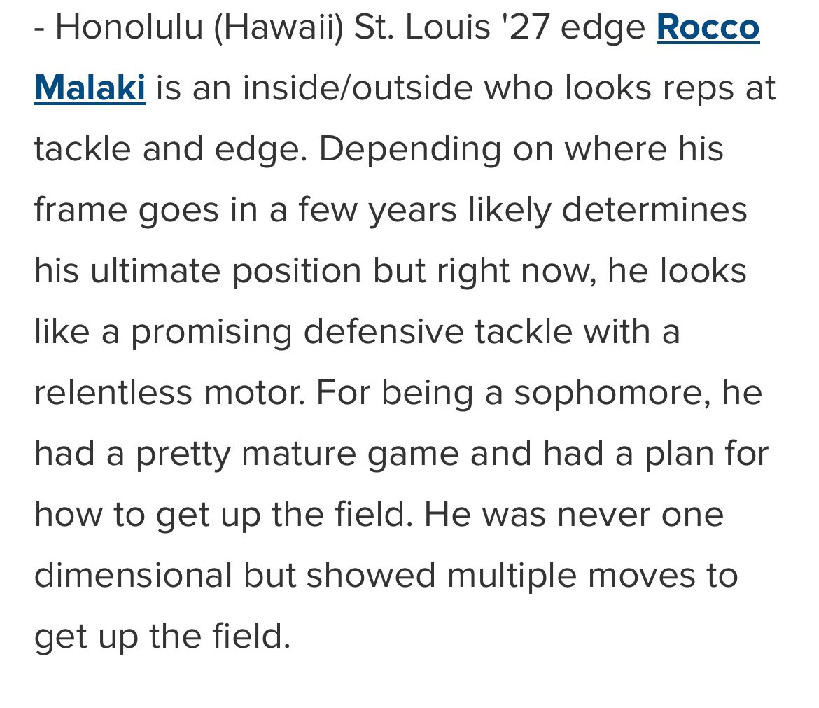 Aloali’i “Rocco” Malaki (@aroccomalaki) on Twitter photo Thank you for the write up🤙🏻 <a href="/GregBiggins/">Greg Biggins</a> <a href="/BrandonHuffman/">Brandon Huffman</a> <a href="/247Sports/">247Sports</a> #HawaiiOnTop
Huge appreciation shoutout to <a href="/coach_lafaele/">Coach Mike Lafaele</a> 💯
<a href="/alo_malaki/">Alo Malaki</a> <a href="/MelanieMal10391/">Melanie Malaki</a> <a href="/HunterMalaki/">HUNTER MALAKI</a> Thank you for the write up🤙🏻 <a href="/GregBiggins/">Greg Biggins</a> <a href="/BrandonHuffman/">Brandon Huffman</a> <a href="/247Sports/">247Sports</a> #HawaiiOnTop
Huge appreciation shoutout to <a href="/coach_lafaele/">Coach Mike Lafaele</a> 💯
<a href="/alo_malaki/">Alo Malaki</a> <a href="/MelanieMal10391/">Melanie Malaki</a> <a href="/HunterMalaki/">HUNTER MALAKI</a>
