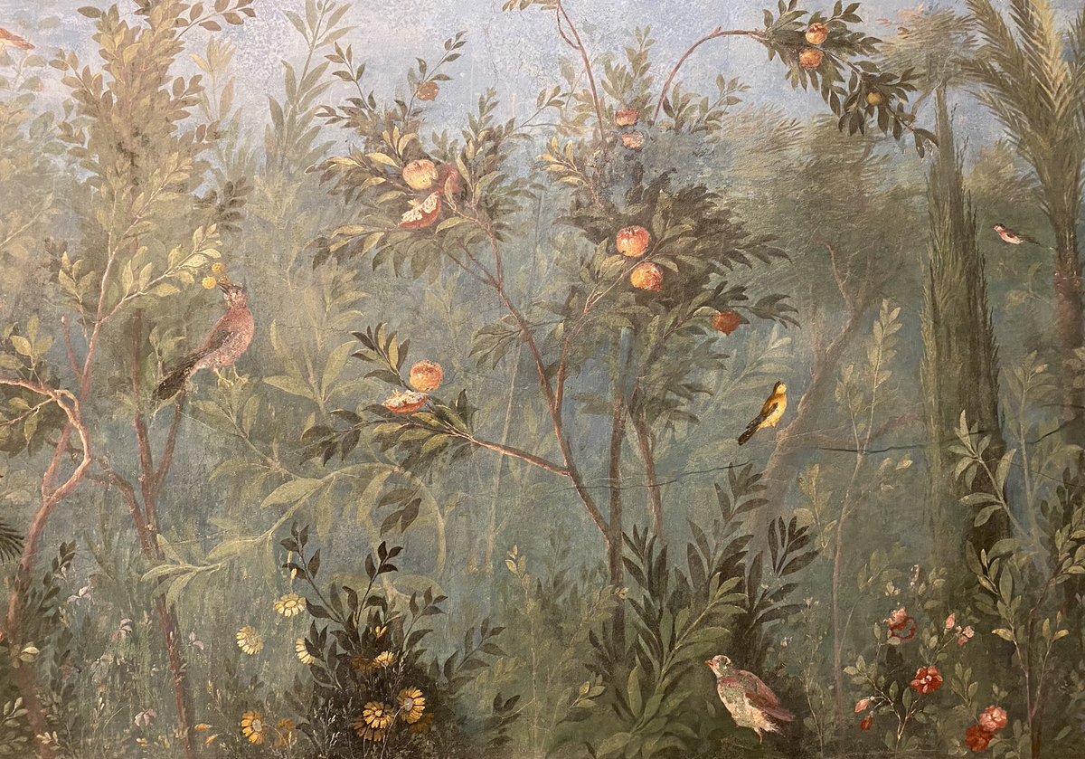 wantedinrome's tweet photo. Livia Drusilla, Roman empress from 27 BC to AD 14 as the wife of Augustus, was born on this day in 59 BC. The stunning garden frescoes from the triclinium in the Villa of Livia at Prima Porta can be seen today at Palazzo Massimo alle Terme in Rome. https://t.co/PcbrT9bSFR