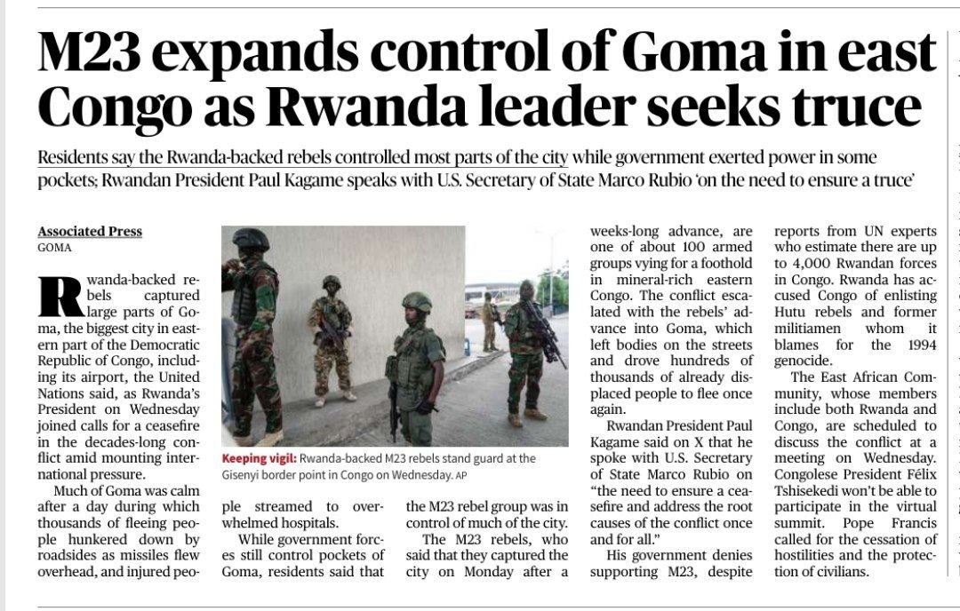 _upsc_focus's tweet photo. 1: M23 rebels backed by Rwanda claim Goma a key city in Congo
2: M23 expands control of Goma in east Congo as Rawanda leader seeks truce
Major points
#IR #PT #DRC #Congo #Rwanda #M23 #RebekGroup #Interview #UPSC
Source: The Hindu https://t.co/WcgGtK04M6