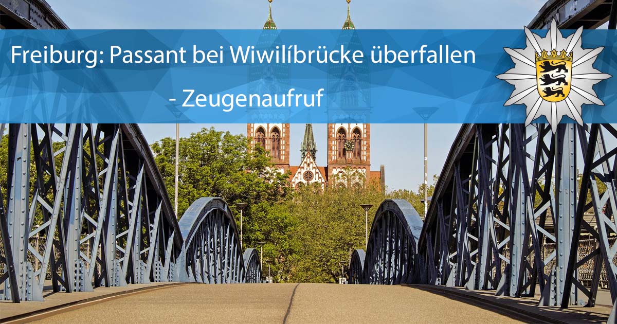 PolizeiFR's tweet photo. #Freiburg: #Passant bei #Wiwilíbrücke überfallen - Zeugenaufruf: https://t.co/THIg7cfGIL

Die kurz nach der Tat verständigte #Polizei konnte im Rahmen der sofort  eingeleiteten Fahndung zwei Tatverdächtige vorläufig festnehmen.

Es werden weitere Zeugen gesucht: ☎️ 0761/882-2880. https://t.co/nDbBBYJMsI