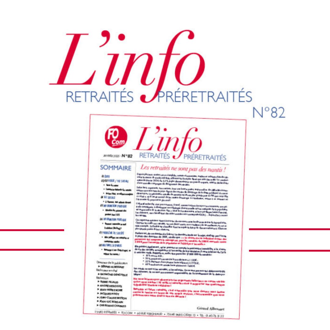 focom_'s tweet image. 📕 L'info retraités et préretraités est arrivée! Retrouvez notre publication  👉 fo-communication.fr/wp-content/ret…
#FOCOM #forceouvriere #actionsyndicale #LaPoste #Orange #telecoms #retraités #actus