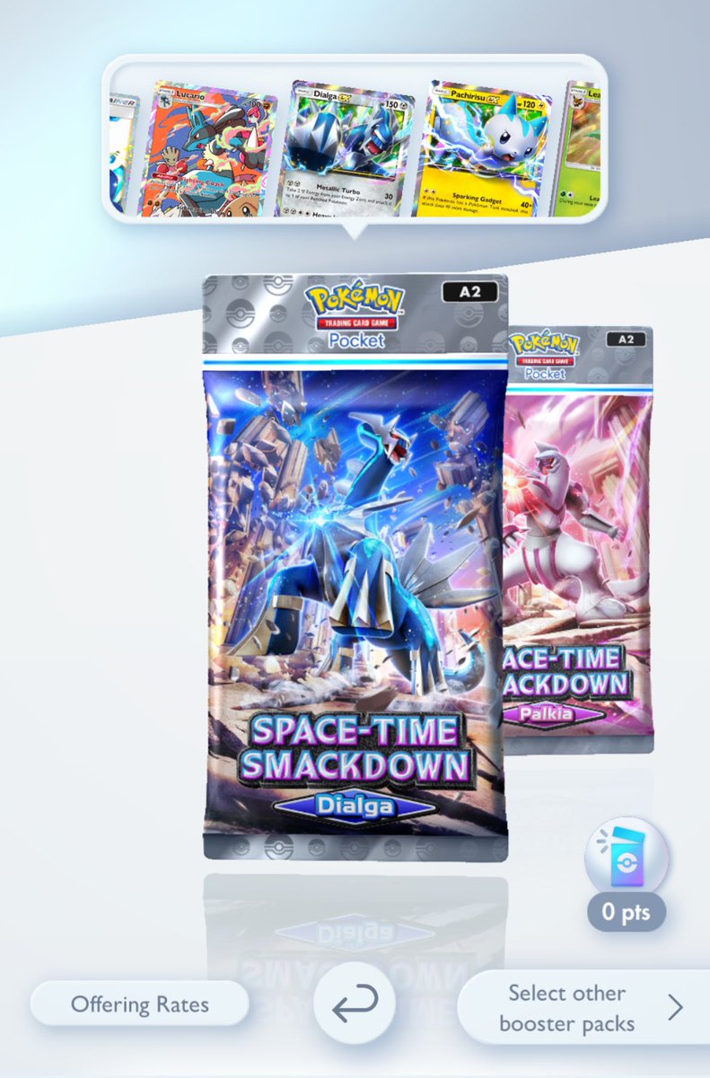 Pokmon TCG Pocket's first full expansion is now live. The Space-Time  Smackdown set introduces Dialga and Palkia booster packs which contain over  140 new cards, such as Lucario, Piplup, and Cynthia.
