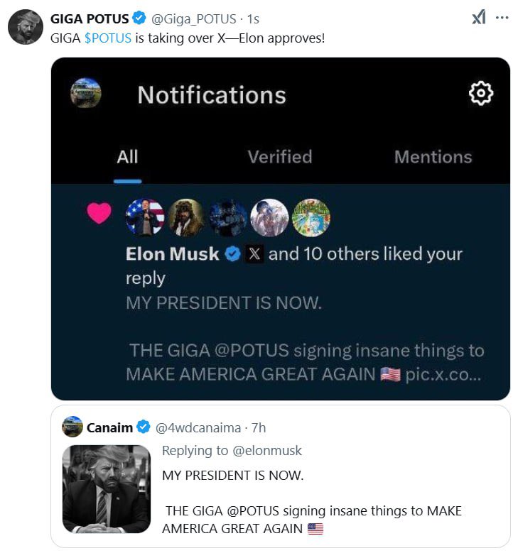 Even Elon liked this 👀 send it $POTUS 

800k mc 

BgWmyRbcyEKTChUoH2xbcsEdVnJezs3ckveMxADbpump
