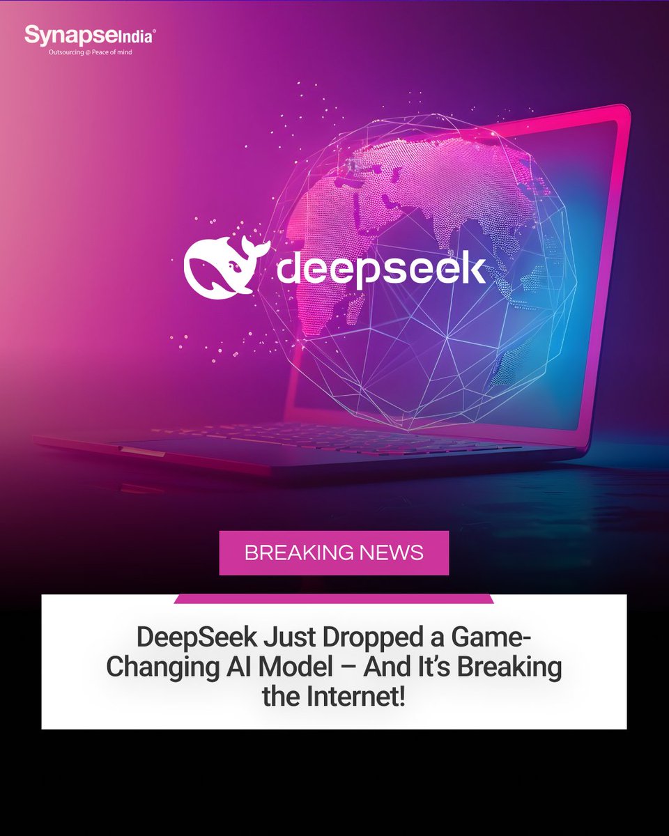 SynapseIndia's tweet image. The AI world is buzzing as DeepSeek unveils its latest open-source model, DeepSeek-V3, shaking up the industry with insane performance, ultra-low costs, and full open-source access. It’s already outperforming giants like GPT-4 and Llama 3. 
#DeepSeek #AIRevolution #TechDisruption