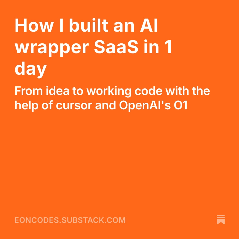 How I built an AI wrapper SaaS in 1 day open.substack.com/pub/eoncodes/p…