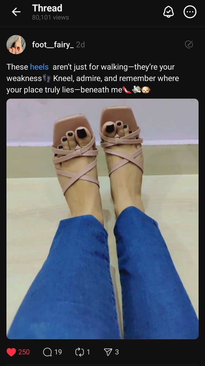 dommepriya's tweet photo. Look at the reach of my heels on my Threads👠😉

80k and still increasing❤️
Below is the link, make sure to follow your Goddess Priya on #Threads

https://t.co/CP6gxpYv6o https://t.co/kX1m5mUN5e