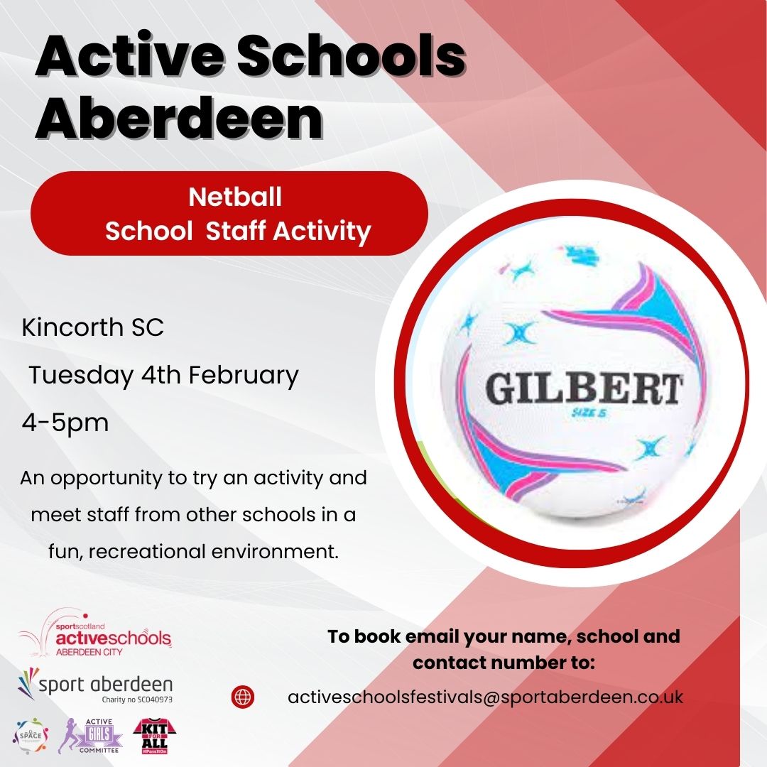 ASC_StMacharASG's tweet image. ⭕️Opportunity to participate 🎉
Are you a school staff within Aberdeen City?
Would you be keen to enjoy a fun game of #Netball with your peers?
Well, we're hosting just that and you are invited.
To book ✉️ activeschoolsfestivals@sportaberdeen.co.uk
@CornhillSchool