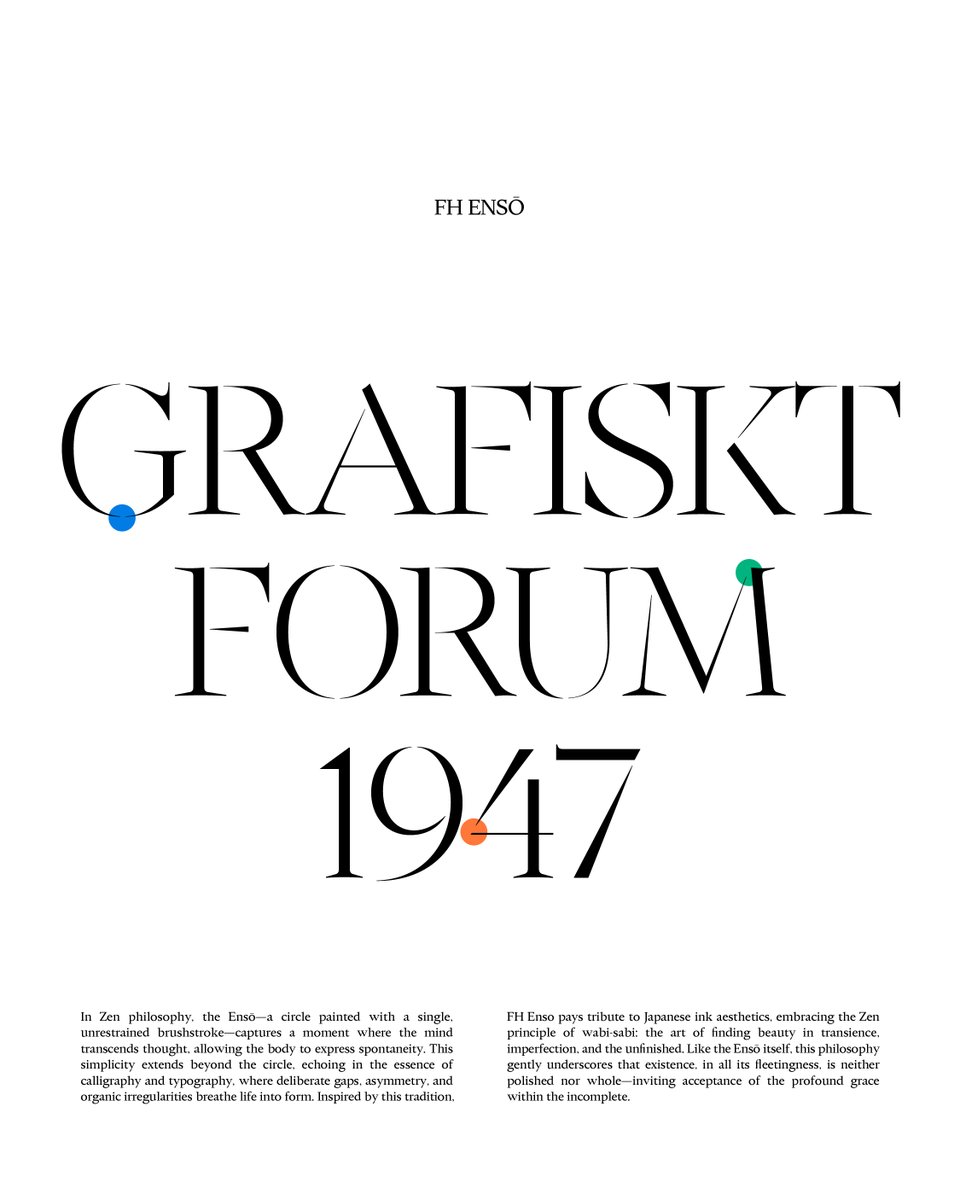 typografische's tweet photo. FH Enso is inspired by the Enso circle, a symbol of spontaneity and imperfection in Japanese calligraphy. Embracing gaps and asymmetry, it reflects the wabi-sabi philosophy—finding beauty in the complete and transient. 

#FHEnso #Typografische #Typography #Typefaces #Fonts #GraphicDesign

Check out https://t.co/LmhkdsHnSp for the full story!