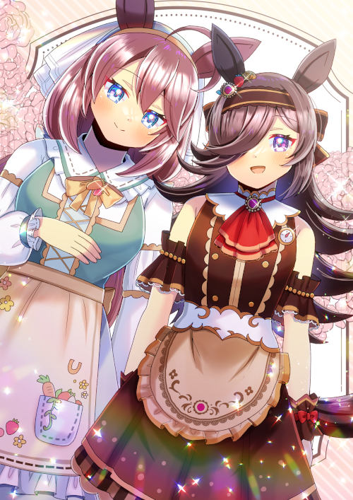 ウマ娘「ミホノブルボン誕生日おまでとう #ウマ娘 #ミホノブルボン #ライスシャワー 」|ヒヨヨ@skeb募集中のイラスト
