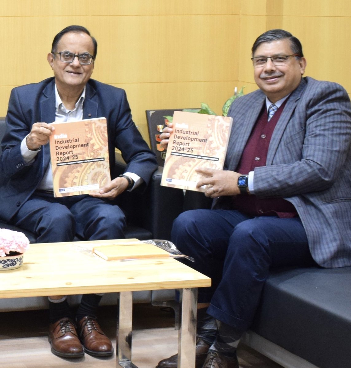 Had the privilege to meet and present the India Industrial Development Report 2024-25 to Prof Ajay Sood, ⁦<a href="/PrinSciAdvGoI/">Principal Scientific Adviser, Govt. of India</a>⁩. Manufacturing-led transformation of India crucially depends on stronger industrial R&amp;D activity, as the Report argues &amp; identifies measures to boost it