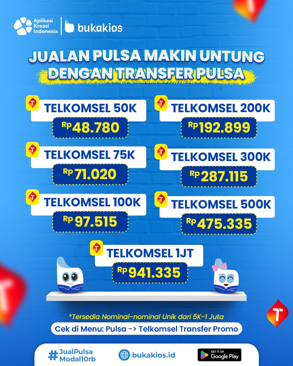 bukakiosnet's tweet image. Bikin Konter makin Ramai dan Cuan Maksimal, dengan 𝐉𝐮𝐚𝐥𝐚𝐧 𝐏𝐮𝐥𝐬𝐚 𝐓𝐫𝐚𝐧𝐬𝐟𝐞𝐫 𝐓𝐞𝐥𝐤𝐨𝐦𝐬𝐞𝐥 ✨
Produk Terbatas!! Cek di Bukakios Sekarang, Pasti Untung! 📲💰

#PulsaTelkomsel #PulsaTransfer #Bukakios #SemuaBisaBukakios #BukaKios #JualPulsaModal10Ribu
