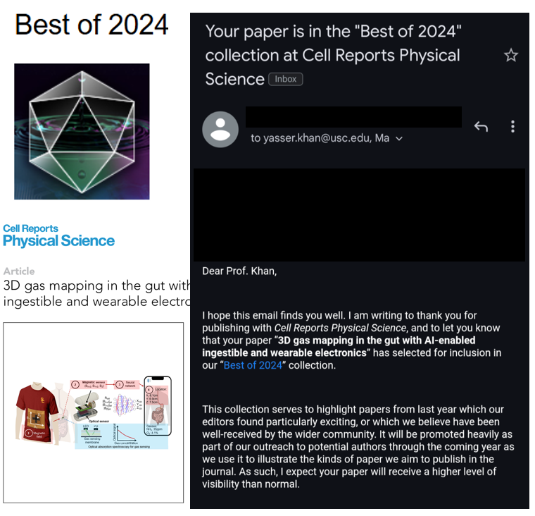 Yasser Khan (@khanlabusc) on Twitter photo Good news on a Wednesday: our paper on ingestibles made it to the "Best of 2024" list of Cell Reports Physical Science. ✨🎉<a href="/CellRepPhysSci/">Cell Reports Physical Science</a> Good news on a Wednesday: our paper on ingestibles made it to the "Best of 2024" list of Cell Reports Physical Science. ✨🎉<a href="/CellRepPhysSci/">Cell Reports Physical Science</a>