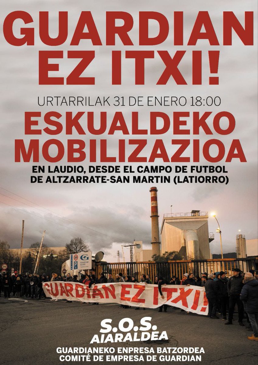 AiaraldeaGreba's tweet image. 🔴🔴🔴🔴 Guardianen itxierak aurrera jarraitzen du, eta erakunde publikoek ez dute ezer egin.

Esto no puede quedar asi 👇👇👇

🔊 ESKUALDEKO MOBILIZAZIOA🔊

📍 Laudion, Altzarrate-San Martingo futbol zelaitik

🗓️ 31 de enero

🕗 18:00

Aiaraldea defenda dezagun! ✊✊✊