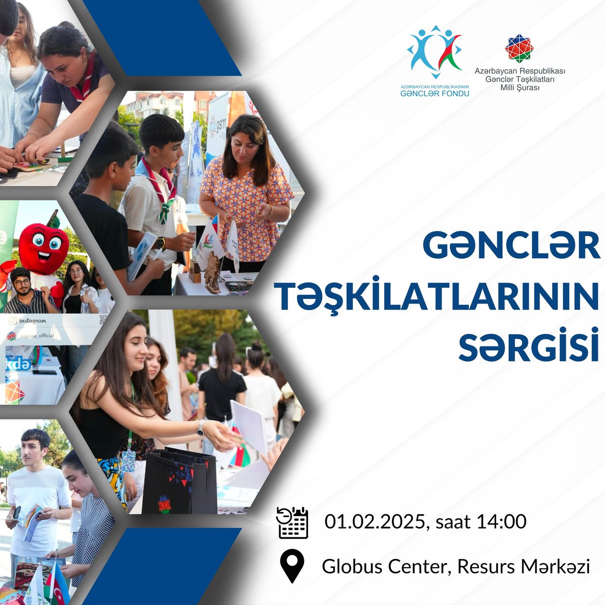 NAYORA_AZ's tweet image. 📣 Dəyərli gənclər təşkilatları və gənclər!

2 Fevral Gənclər Gününə həsr olunmuş Gənclər Təşkilatlarının Sərgisi keçiriləcəkdir.

Qeydiyyat linki: forms.gle/RmCiHP7rnc7m1B…

#AzGF #NAYORA #GənclərTəşkilatları #BirlikdəDahaGüclü