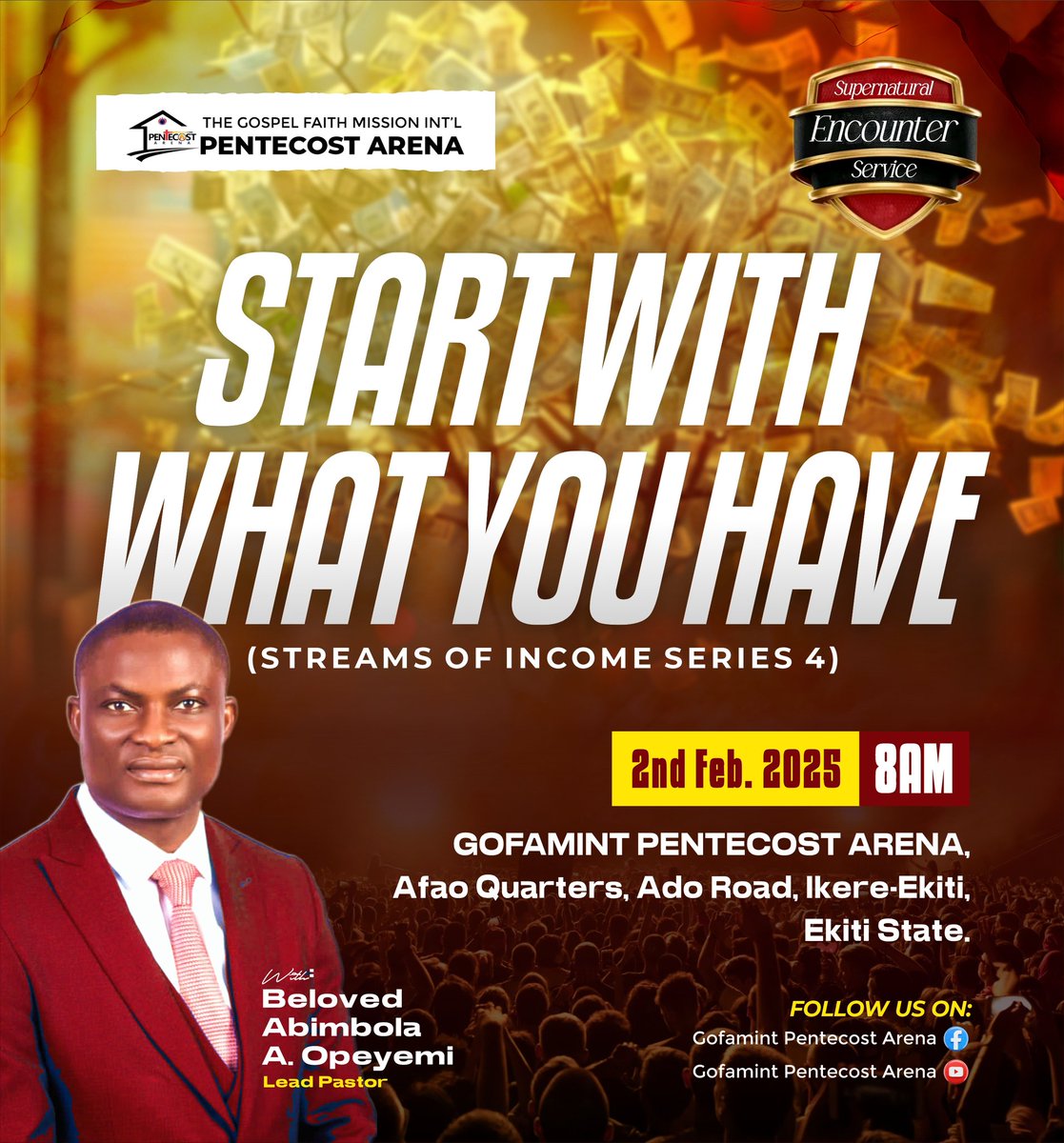 PentecostArena's tweet image. make the most of what’s in our hands.

Missed the previous episodes? You can rewatch them on YouTube @PentecostArena.

Invite someone and don’t miss it! Service starts at 8 AM. See you there!

#PentecostArenaOnline
#StreamsOfIncome
#SundayService