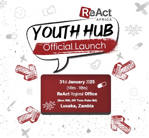 ReActAfrica_RAN's tweet photo. Exciting news coming from ReAct Africa! 

Are you a young person looking to creatively address Antimicrobial Resistance? 

ReAct Africa is launching a physical hub for the Youth! 🥳🥳🥳🥳

Full details coming at 10:30CAT https://t.co/Pl3yAea7ii
