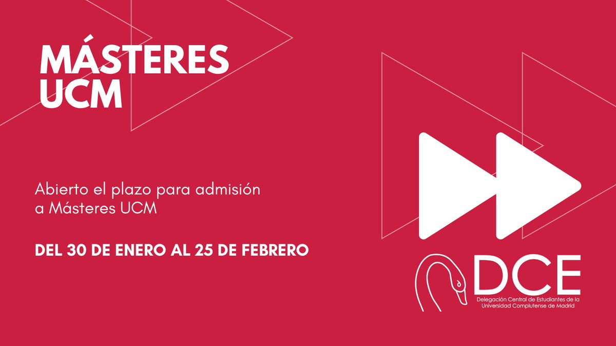 ¡¡Abierto el primer plazo de matrícula para la admisión a Másteres UCM!! 📑

🗓 Del 30 de enero al 25 de febrero

Toda la información sobre el proceso, documentación, precios públicos... en: ucm.es/proceso-de-adm…
