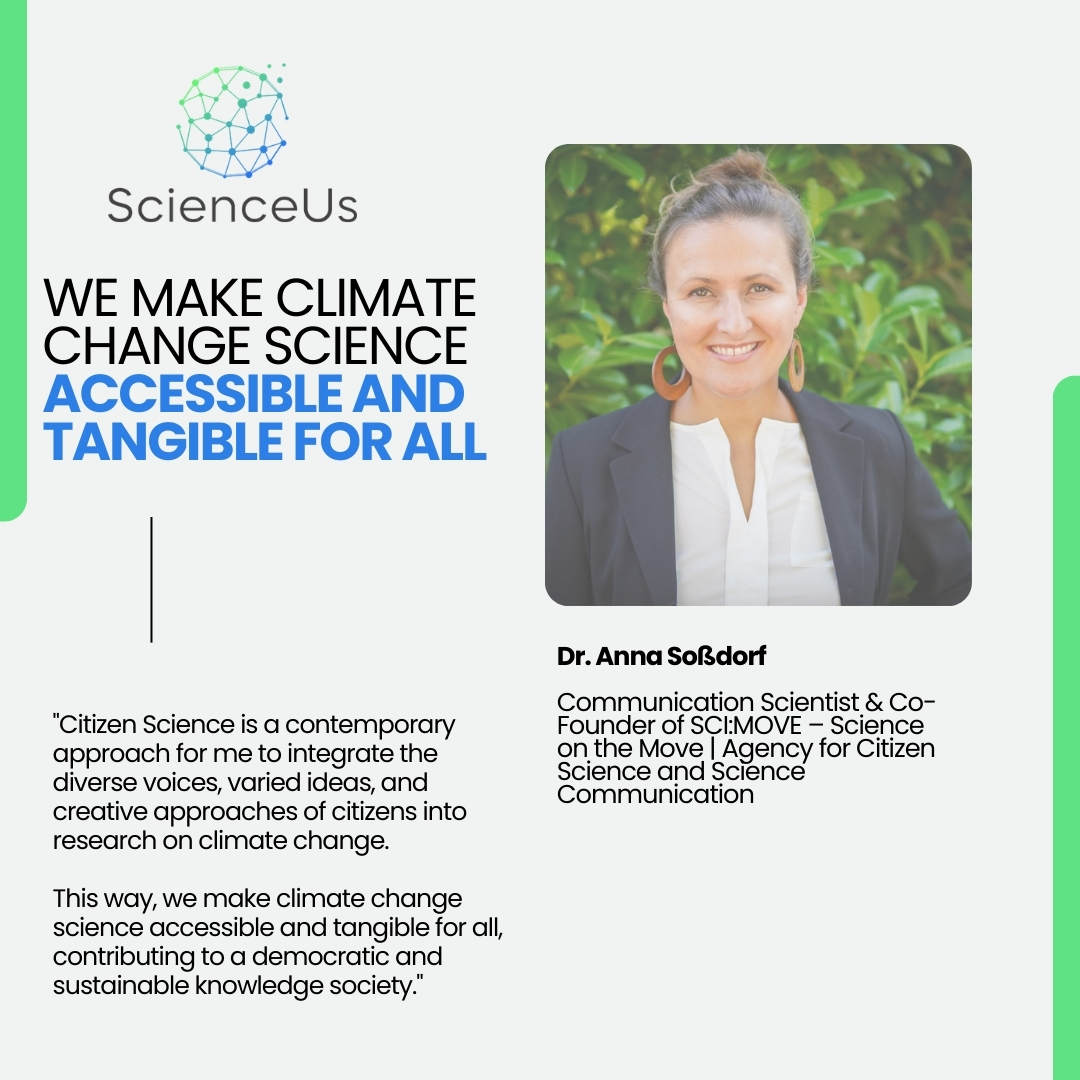 💬 Dr. Soßdorf on Citizen Science:
"Citizen Science is a contemporary approach for me to integrate the diverse voices, varied ideas, and creative approaches of citizens into research on climate change. 
 🔎Learn more: scienceus-project.eu/sab-members-pa…