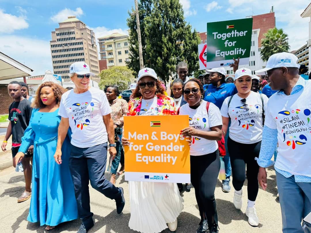 WalpeAcademy's tweet image. Our Executive Director @StarDewah was also part of the #HeForShe march yesterday, from Rainbow Towers Hotel to Town House in Harare, leading from the front alongside the @mwacsmed Minister Monica Mutsvangwa, @euinzim Ambassador @vonKirchmannEU, other EU Ambassadors &amp;amp;CSOs members.