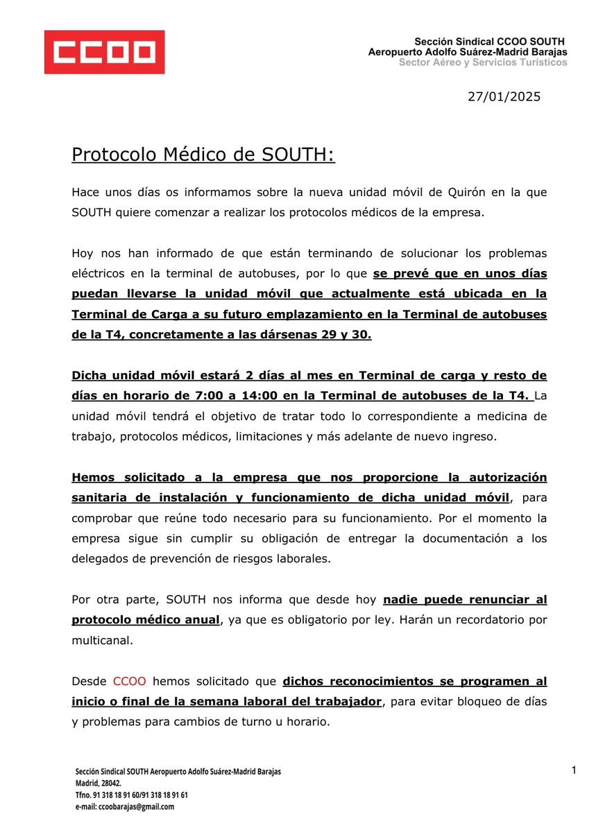 CCOO South Europe Ground Services Madrid-Barajas tweet media