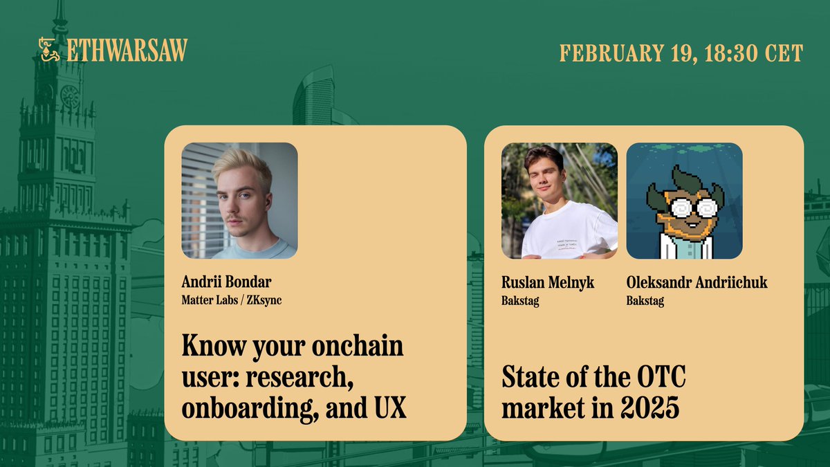 Cześć! Привіт! Join the meetup for Ukrainian🇺🇦 members of the ETHWarsaw🇵🇱 community on February 19 at PKO Rotunda. 

😎 We invited <a href="/andriibondards/">Andrii Bondar</a> from <a href="/the_matter_labs/">Matter Labs (∎, ∆)</a> / <a href="/zksync/">ZKsync</a> and <a href="/Dru1DDDD/">Dru1DD</a> and <a href="/RusOmnipotent/">Rus Omnipotent</a> from <a href="/BakstagFi/">Bakstag</a> to share their knowledge that can help you be