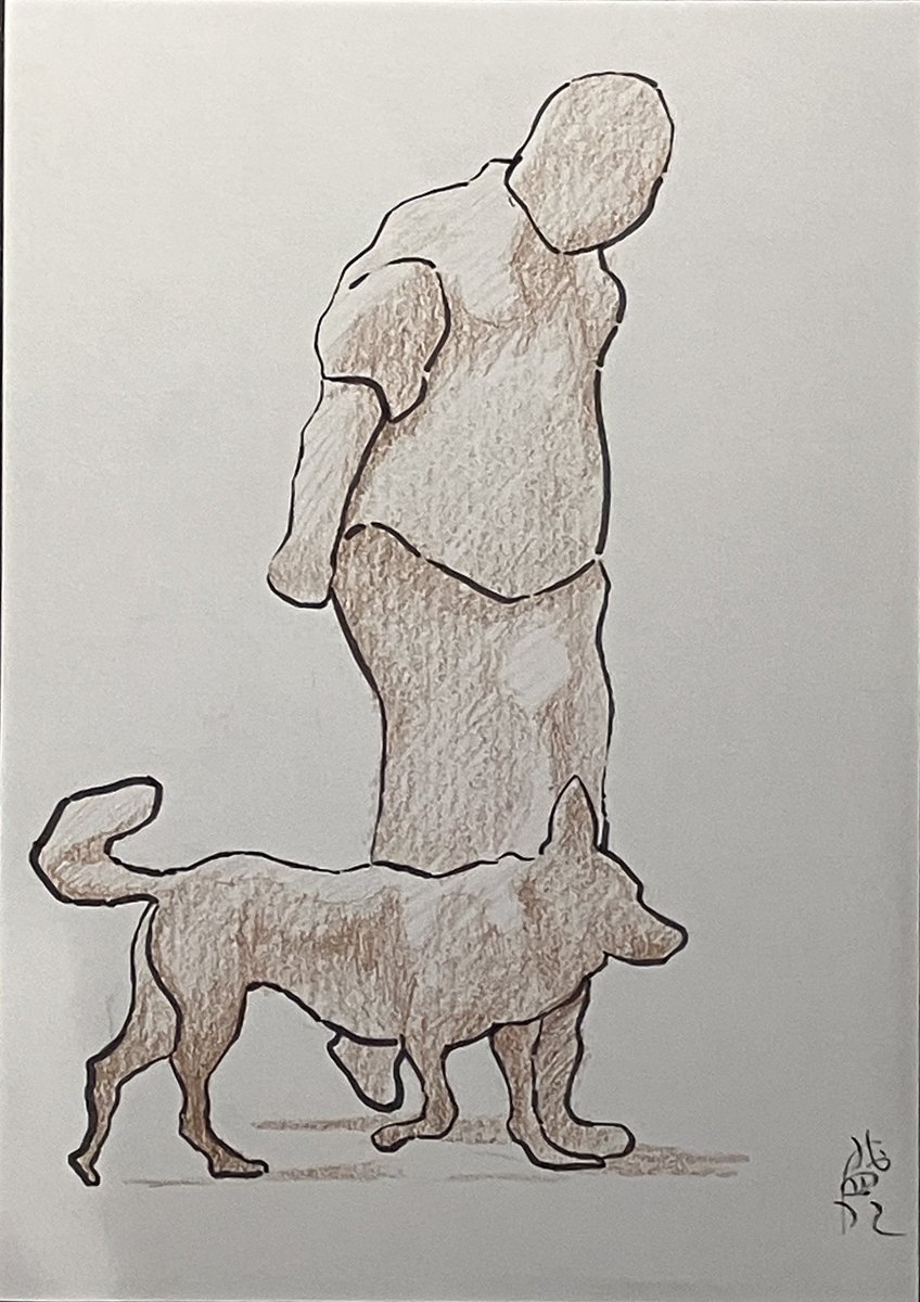 画用紙・筆ペン・色鉛筆（茶）
29.7cm×21cm
#犬　#画用紙　#絵　#art  #dog