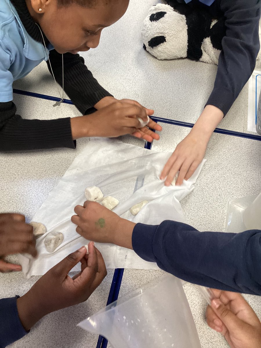 sss_year3's tweet photo. We have been exploring weathering and erosion in our science lessons. Here we are investigating how rocks can change. #sssscience https://t.co/HIpXLMFhct
