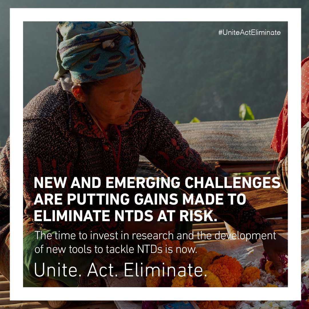 NNN (@ntd_ngos) on Twitter photo Achieving the <a href="/WHO/">World Health Organization (WHO)</a> 2030 roadmap targets requires innovation in medicines, diagnostics & vaccines tailored to the unique challenges of NTDs.
We must prioritize funding & partnerships that drive these breakthroughs 🔬⚕️💉.
This #WorldNTDDay, we call on you to #UniteActEliminate Achieving the <a href="/WHO/">World Health Organization (WHO)</a> 2030 roadmap targets requires innovation in medicines, diagnostics & vaccines tailored to the unique challenges of NTDs.
We must prioritize funding & partnerships that drive these breakthroughs 🔬⚕️💉.
This #WorldNTDDay, we call on you to #UniteActEliminate