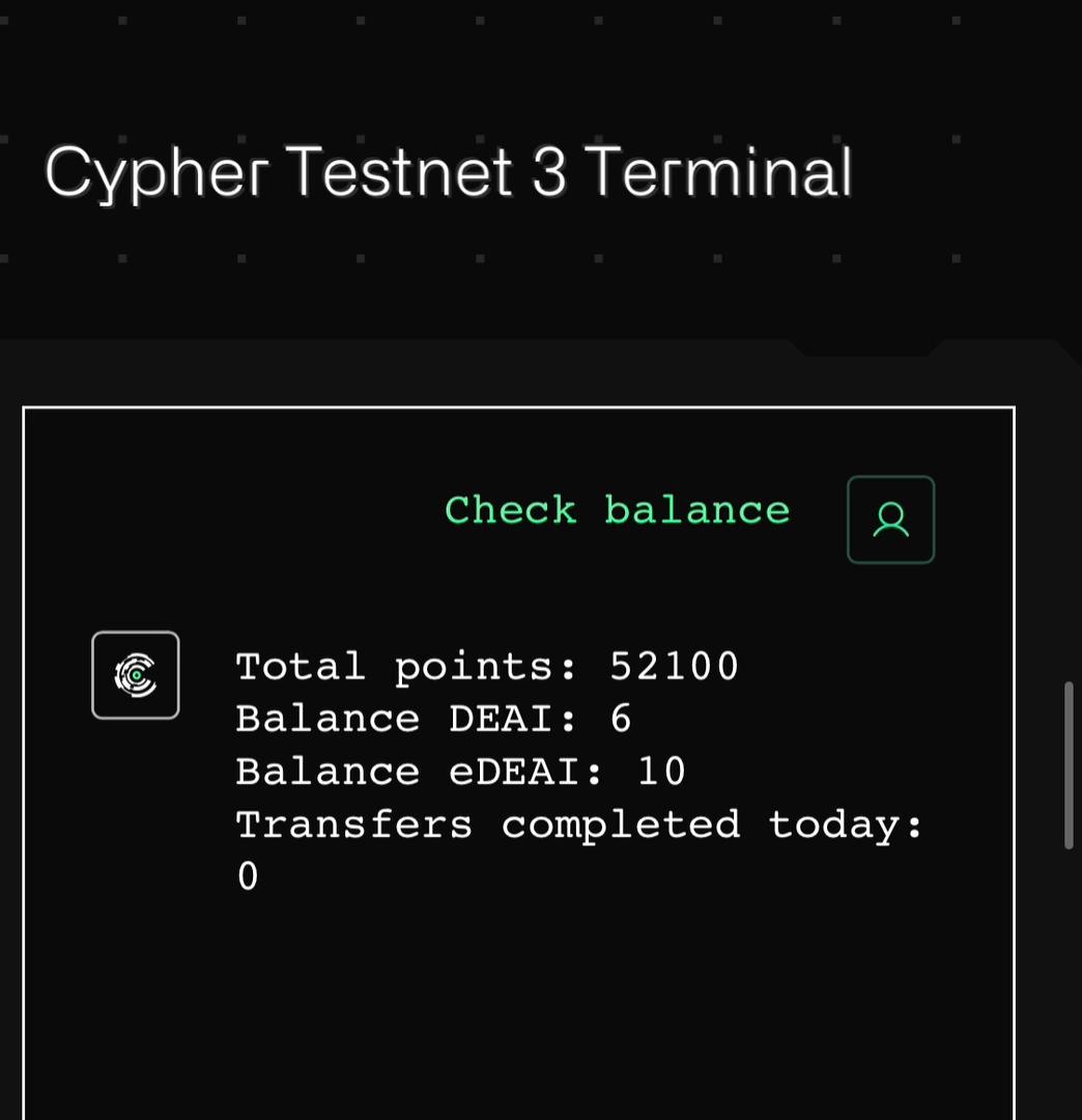 ellabarbie_'s tweet photo. @airdropfamer_ @zero1_labs Despite the glitches, I was able to achieve this point ๐ซถ๐ $DEAI #CypherTestnet @zero1_labs https://t.co/chsMISSbeh