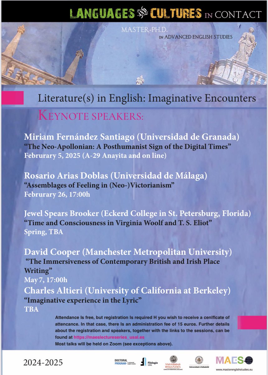 The Posthuman Wound (@posthuman_uz) on Twitter photo 📢 Our team member <a href="/mirfersan/">Miriam Fernández-Santiago</a> will be delivering the keynote “The Neo-Apollonian: A Posthumanist Sign of the Digital Times” next Wednesday as part of the cycle of conferences Literature(s) in English.
Check out the full program and instructions for registration! ⬇️ 📢 Our team member <a href="/mirfersan/">Miriam Fernández-Santiago</a> will be delivering the keynote “The Neo-Apollonian: A Posthumanist Sign of the Digital Times” next Wednesday as part of the cycle of conferences Literature(s) in English.
Check out the full program and instructions for registration! ⬇️