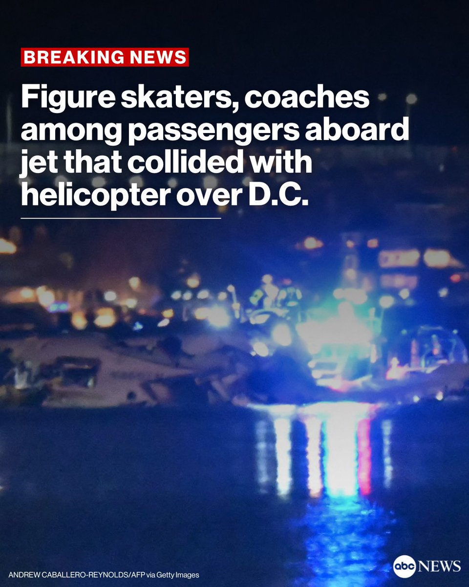 BREAKING: Figure skaters and coaches were aboard the American Airlines flight that collided with a Black Hawk helicopter near Reagan National Airport on Wednesday, the U.S. Figure Skating organization confirmed. abcnews.link/si9gPNx