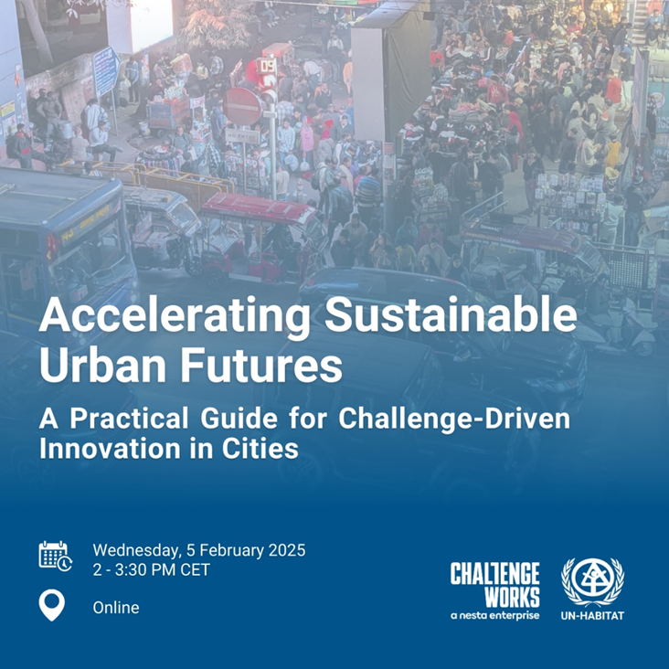 UNHABITAT_Live's tweet photo. 6 days to go⏳Don’t miss out on the “Accelerating Sustainable Futures” webinar with @Challenge_Works where we’ll launch our practical guide with tools, tips &amp; resources for city leaders &amp; innovators on challenge-driven innovation in cities.

Register here: https://t.co/nbEcXriEVf https://t.co/vcAsLkPb2j
