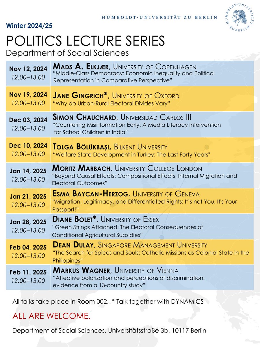 Bastian Becker (@beckerbastian) on Twitter photo Next week at the <a href="/HumboldtUni/">Humboldt-Universität zu Berlin</a> Politics Lecture Series, we will have an exciting talk by <a href="/deandulay/">Dean Dulay</a>, all welcome!
🗣️ "The Search for Spices and Souls: Catholic Missions as Colonial State in the Philippines"
⏰Tuesday (Feb 4), 12-1pm, ISW #002 Next week at the <a href="/HumboldtUni/">Humboldt-Universität zu Berlin</a> Politics Lecture Series, we will have an exciting talk by <a href="/deandulay/">Dean Dulay</a>, all welcome!
🗣️ "The Search for Spices and Souls: Catholic Missions as Colonial State in the Philippines"
⏰Tuesday (Feb 4), 12-1pm, ISW #002