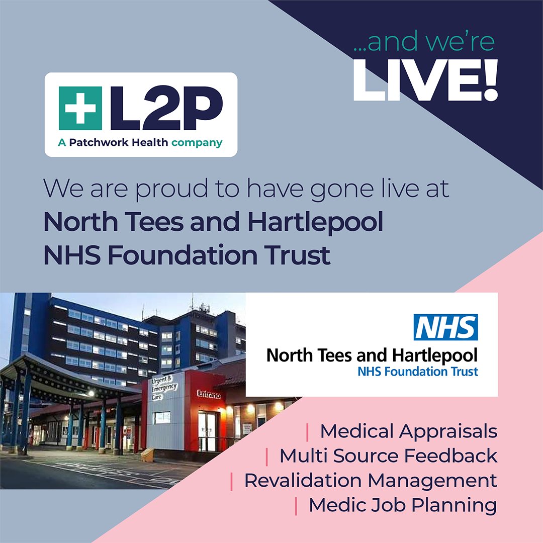 L2P Enterprise (@l2penterprise) on Twitter photo <a href="/L2pEnterprise/">L2P Enterprise</a> Ltd. is delighted to be live with #medicalappraisals, #multisourcefeedback, #revalidation management and #jobplanning at North Tees and Hartlepool NHS Foundation Trust.
Supporting the NHS in achieving the best outcomes as quickly as possible is what we do best. <a href="/L2pEnterprise/">L2P Enterprise</a> Ltd. is delighted to be live with #medicalappraisals, #multisourcefeedback, #revalidation management and #jobplanning at North Tees and Hartlepool NHS Foundation Trust.
Supporting the NHS in achieving the best outcomes as quickly as possible is what we do best.