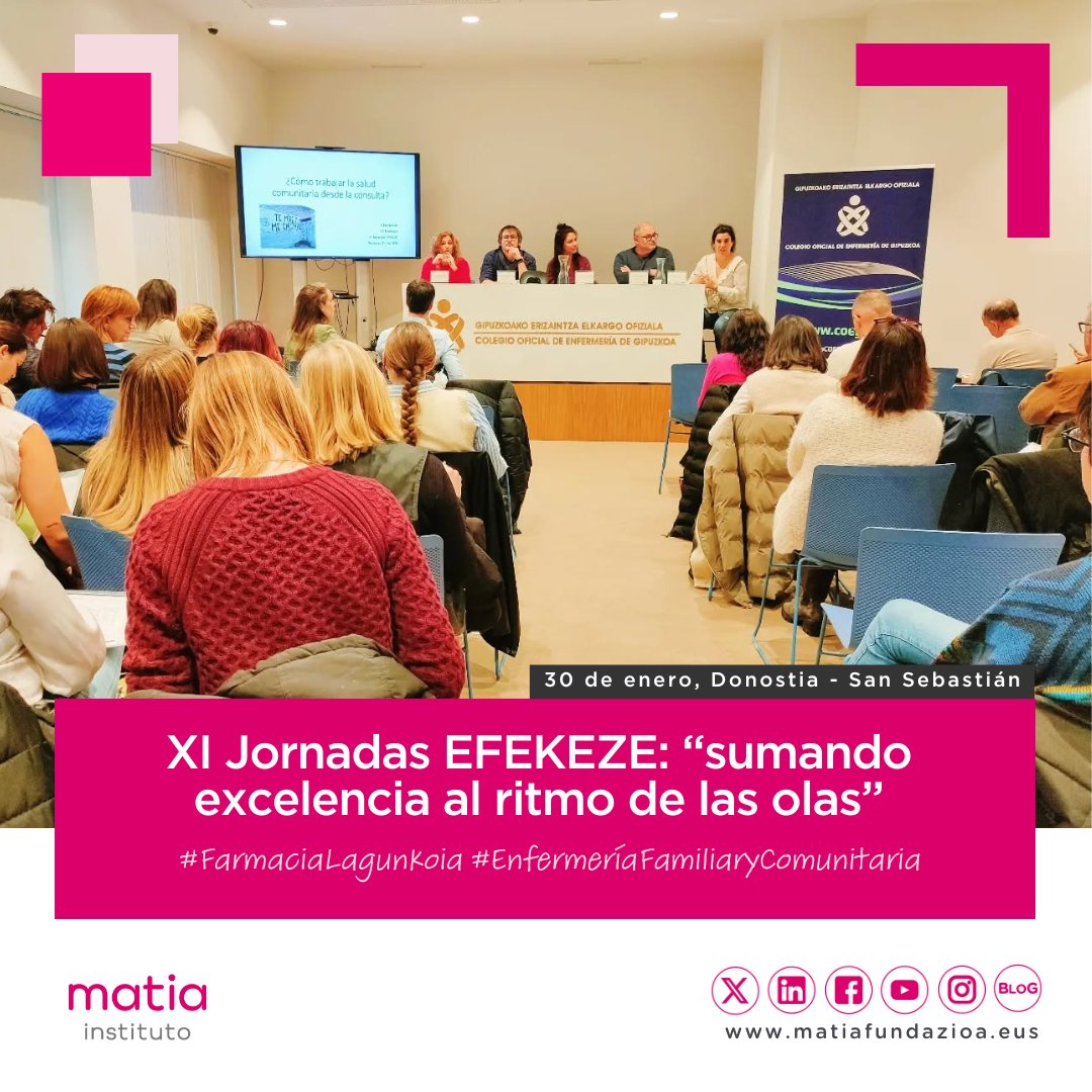 Hoy presentes en estas fantásticas jornadas que organiza <a href="/EFEKEZE/">EFEKEZE</a> y que acoge la sede de <a href="/GipuzkoaCOF/">COFGipuzkoa</a>. Nuestro compañero <a href="/jualbarran94/">Juan Albarran</a>, investigador de #MatiaInstituto,  nos acerca al programa #FarmaciaLagunkoia de <a href="/EuskadiLagunkoi/">Euskadi Lagunkoia Berria</a> <a href="/Gob_eus/">Eusko Jaurlaritza - Gobierno Vasco</a> 

‼️Más info: euskadilagunkoia.euskadi.eus/weblgk00-progr…