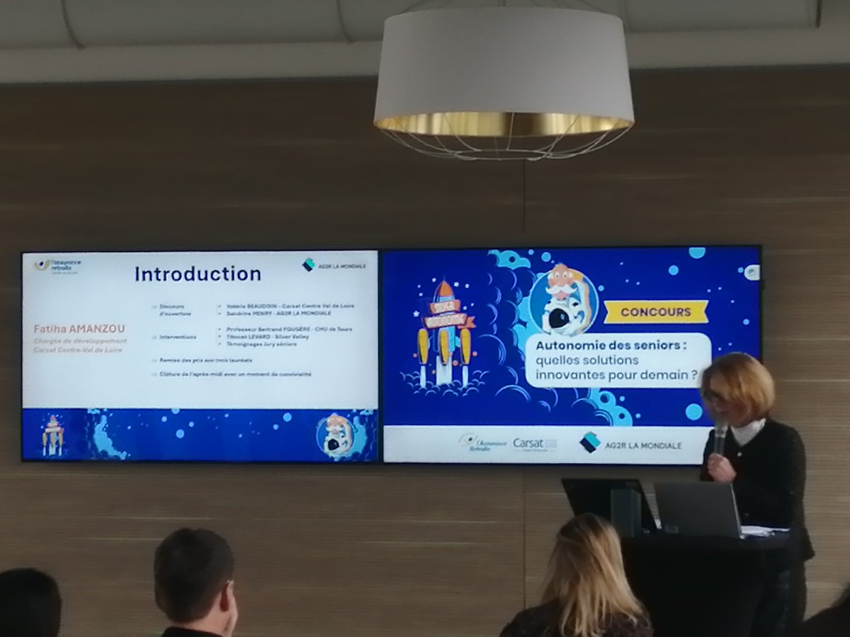 📢 En direct

Remise des prix du concours : "Autonomie des #seniors, quelles solutions innovantes pour demain ?" 

<a href="/CarsatCVL/">Carsat Centre-Val de Loire</a> et <a href="/AG2RLAMONDIALE/">AG2R LA MONDIALE</a>  donnent le top départ de l'événement! 

#bienvieillir #innovation #autonomie