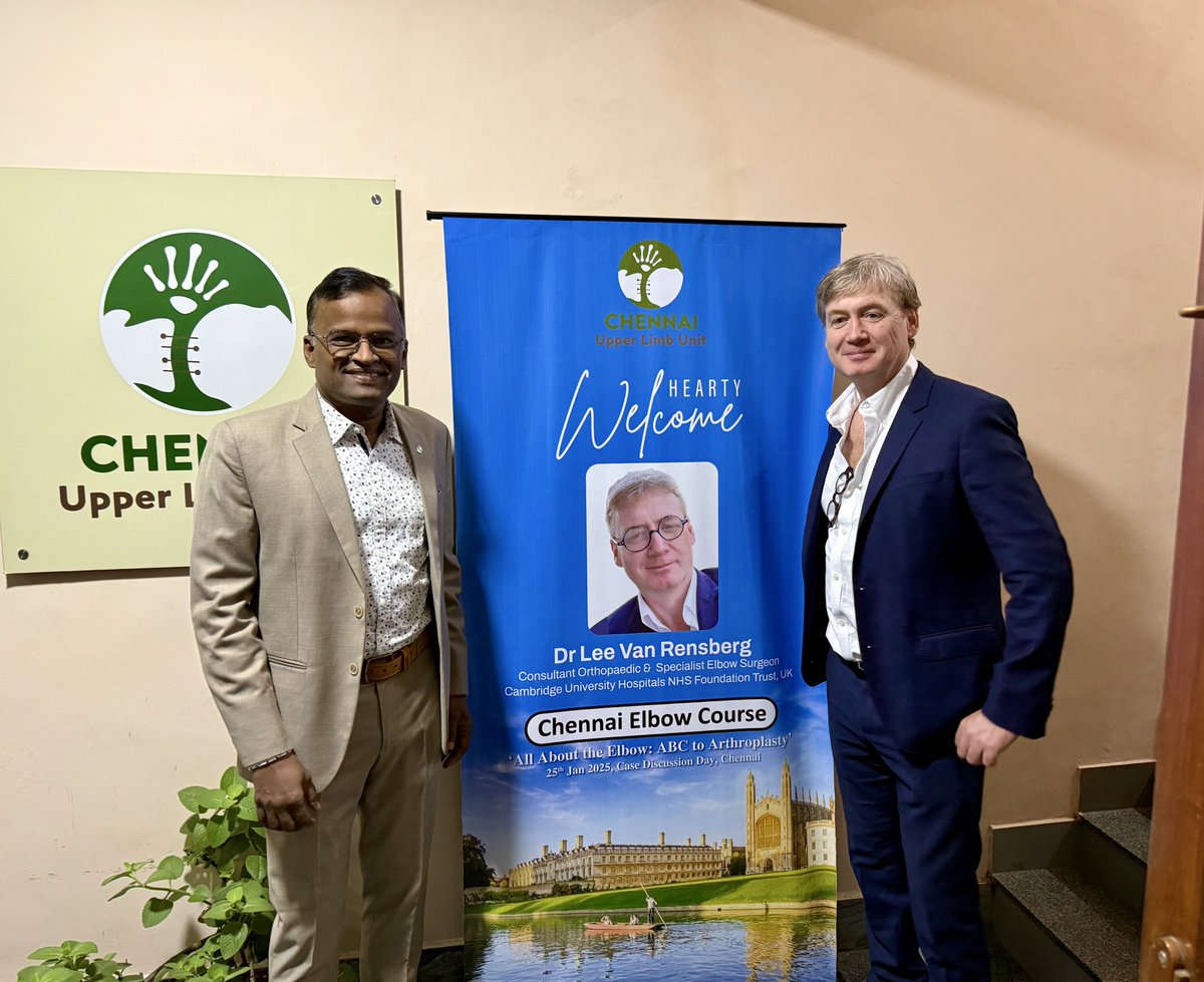 _RamChidambaram's tweet image. Great Elbow Time!!
Chennai Upper Limb Unit successfully hosted the Chennai Elbow Course, India's first-ever course focused on elbow surgery. A big thank you to @Gnomelover1970 from Cambridge, UK, and all the national faculty. Needless to say Lee and I had a tonne of fun!!