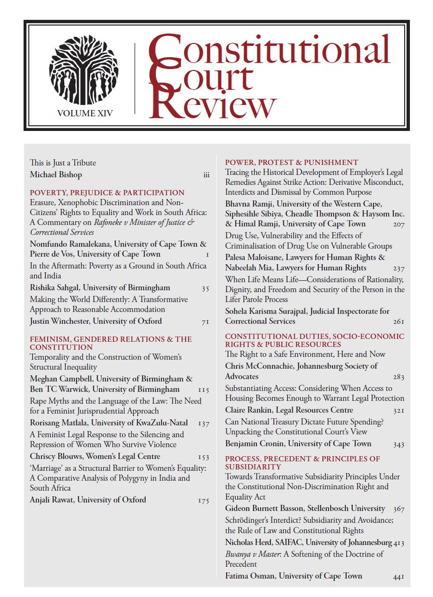 CCR XIV is live! journals.co.za/toc/jlc.conrev…

It includes my tribute to my mentor, Stu Woolman 😢

Thank you to the wonderful authors and editors who made it happen!

And a shout out to the most amazing team - Meghan Finn, Nomfundo Ramalekana, Sanya Samtani and Andrew Konstant.