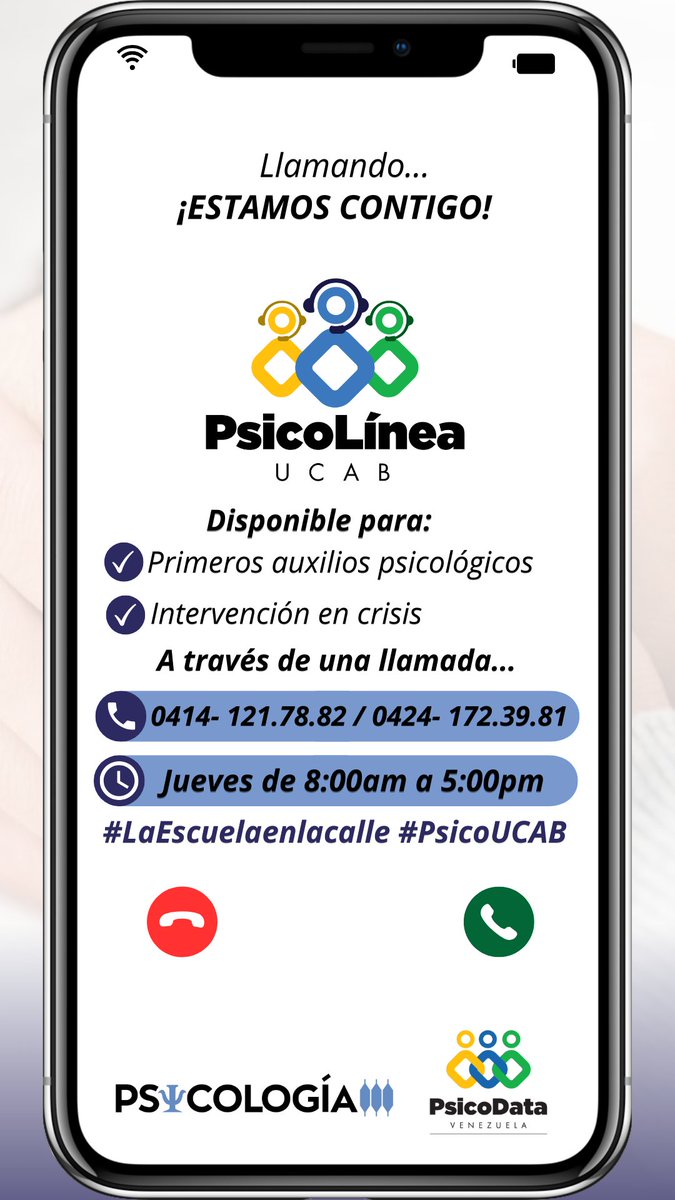 ‼️Si tú o alguien que conoces está pasando por un momento difícil, recuerda que la Psicolínea UCAB está aquí. Ofrecemos ayuda profesional, confidencial y gratuita. 
📅📍Activa hoy 30/01  
📲📳0414.121.78.82/0424.172.39 #PsicologíaUCAB #PsicoDataVenezuela #PsicoLíneaUCAB