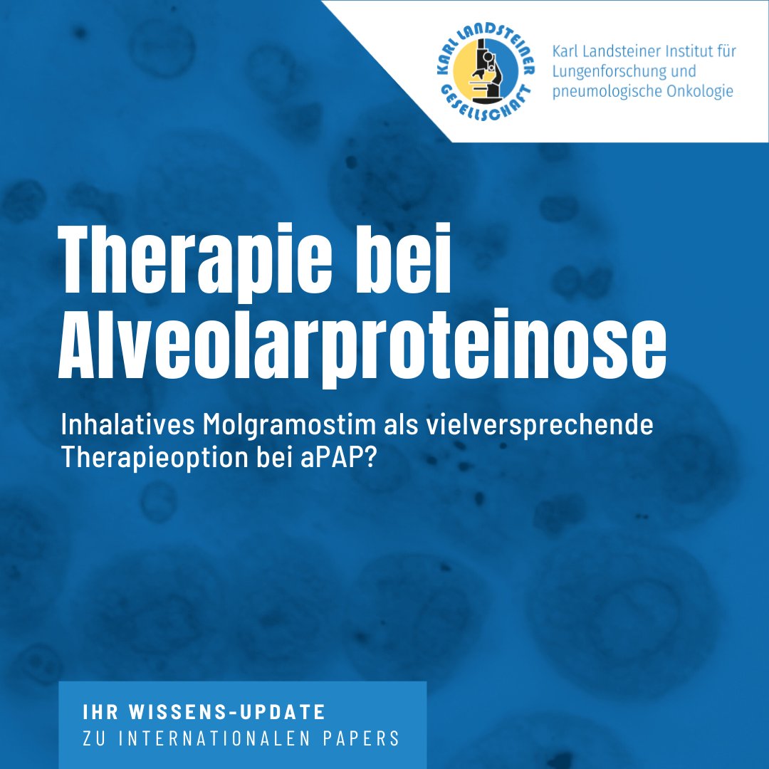 Alternative zur Ganzlungenlavage? Co-Autoren Georg Sterniste &amp; <a href="/lungendoc/">Arschang Valipour</a> zeigen in einem neuen Paper positiven Langzeiteffekte von inhalativem Molgramostim bei aPAP – einer seltenen Lungenerkrankung, die den Gasaustausch erschwert. Mehr dazu: doi.org/10.1183/231205…