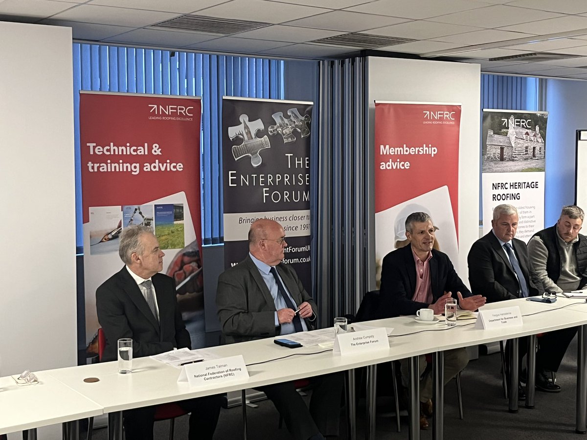 EntForumUK's tweet image. Today we were delighted to welcome Fergus Harradence, Deputy Director, Construction, Logistics, Airports & Water, @biztradegovuk to discuss Housing, Local and National Infrastructure with @EntForumUK members. Thank you to @TheNFRC for kindly hosting.