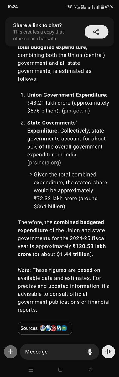 KuldeepDansena's tweet photo. It's Interesting to know that India's total budget is around 1.44 Trillion USD this fiscal 2024-25. #budget #UnionBudget2025 #economy https://t.co/jaRuInkeR8