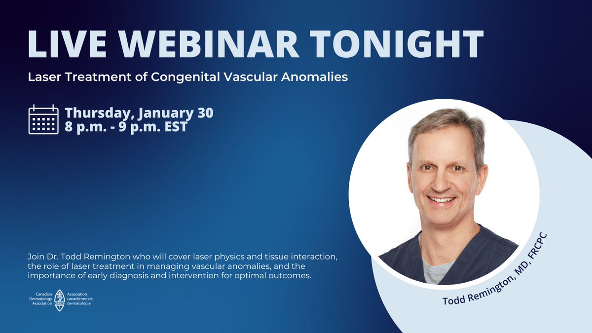 🥼 TONIGHT’S WEBINAR: Laser Treatment of Congenital Vascular Anomalies! If you haven’t already, register now: bit.ly/4i5vAJ1 

🆓 FREE for all CDA Members who have renewed their 2025 membership!