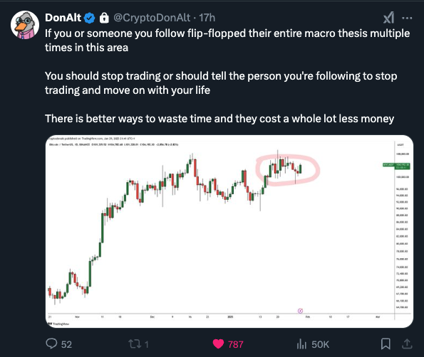 not a screenshotoor but he's on private and i can't possibly agree with this enough.
there were very few accounts on my tl that kept a sober/rational HTF view of this cycle.
BTC at 100k isn't early at all, but there are no signs yet that it's on the precipice of the very end.