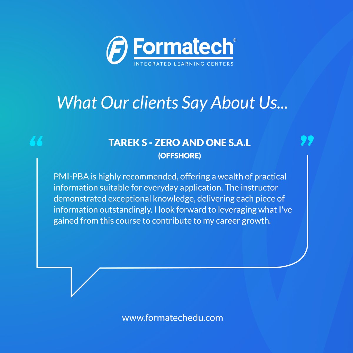 formatechedu's tweet image. Real success stories, real impact!
Hear from our learners about how Formatech’s courses transformed their careers, enhanced their skills, and opened new opportunities.

Ready to be the next success story? Explore our programs today!

#Formatech30Years #LearningExcellence