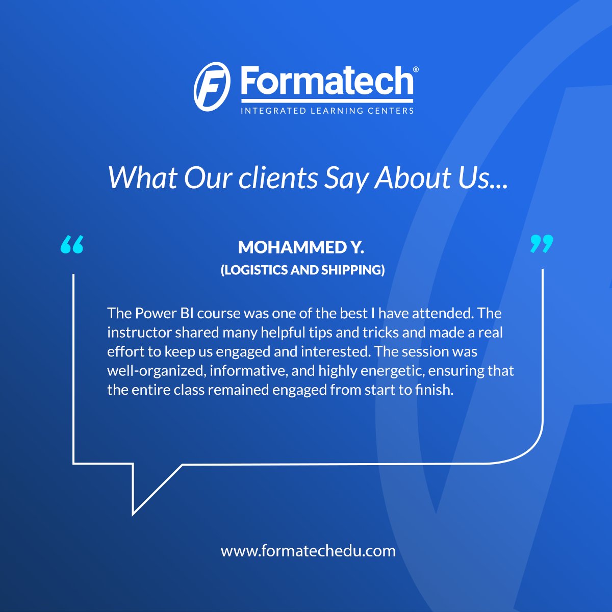 formatechedu's tweet image. Real success stories, real impact!
Hear from our learners about how Formatech’s courses transformed their careers, enhanced their skills, and opened new opportunities.

Ready to be the next success story? Explore our programs today!

#Formatech30Years #LearningExcellence